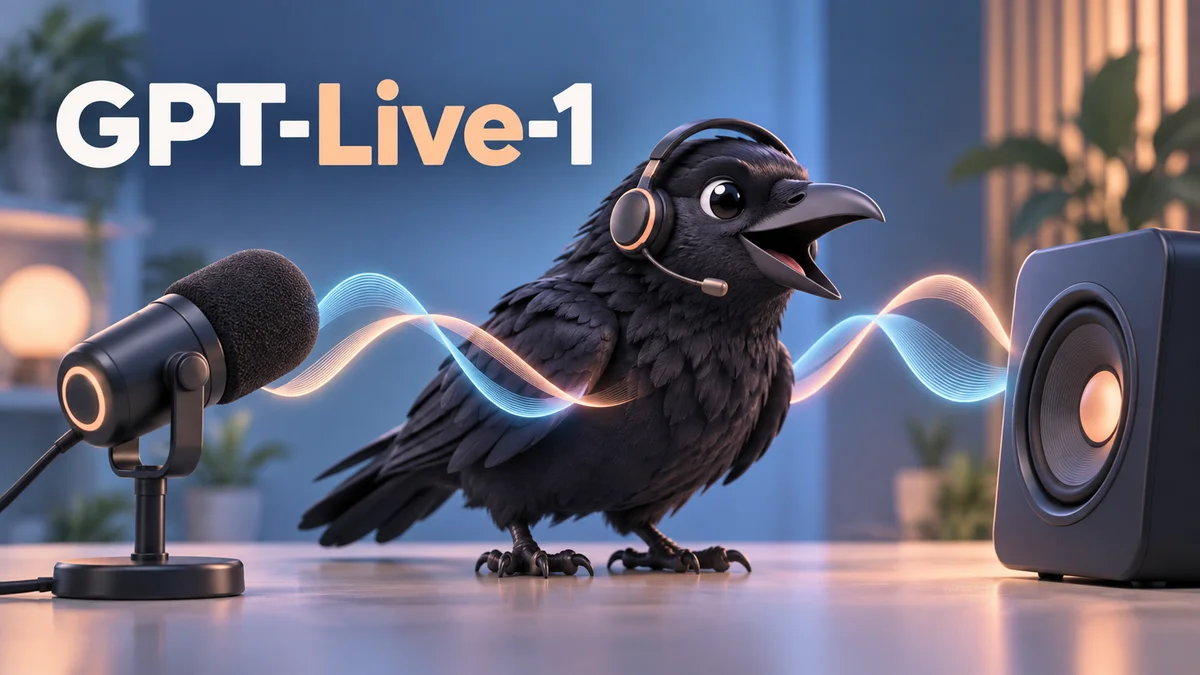 GPT-Live-1をテーマにカラスを描いたAI生成イメージ。実際の製品画面ではありません。