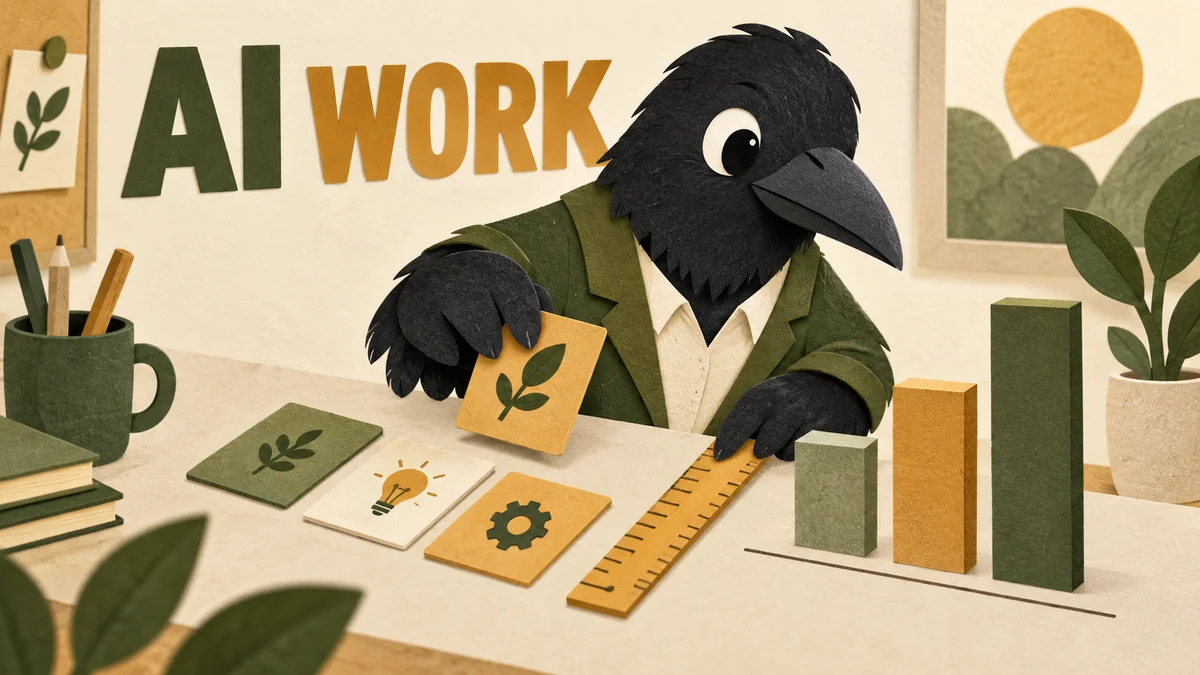 ChatGPT Workをテーマにカラスを描いたAI生成イメージ。実際の製品画面ではありません。